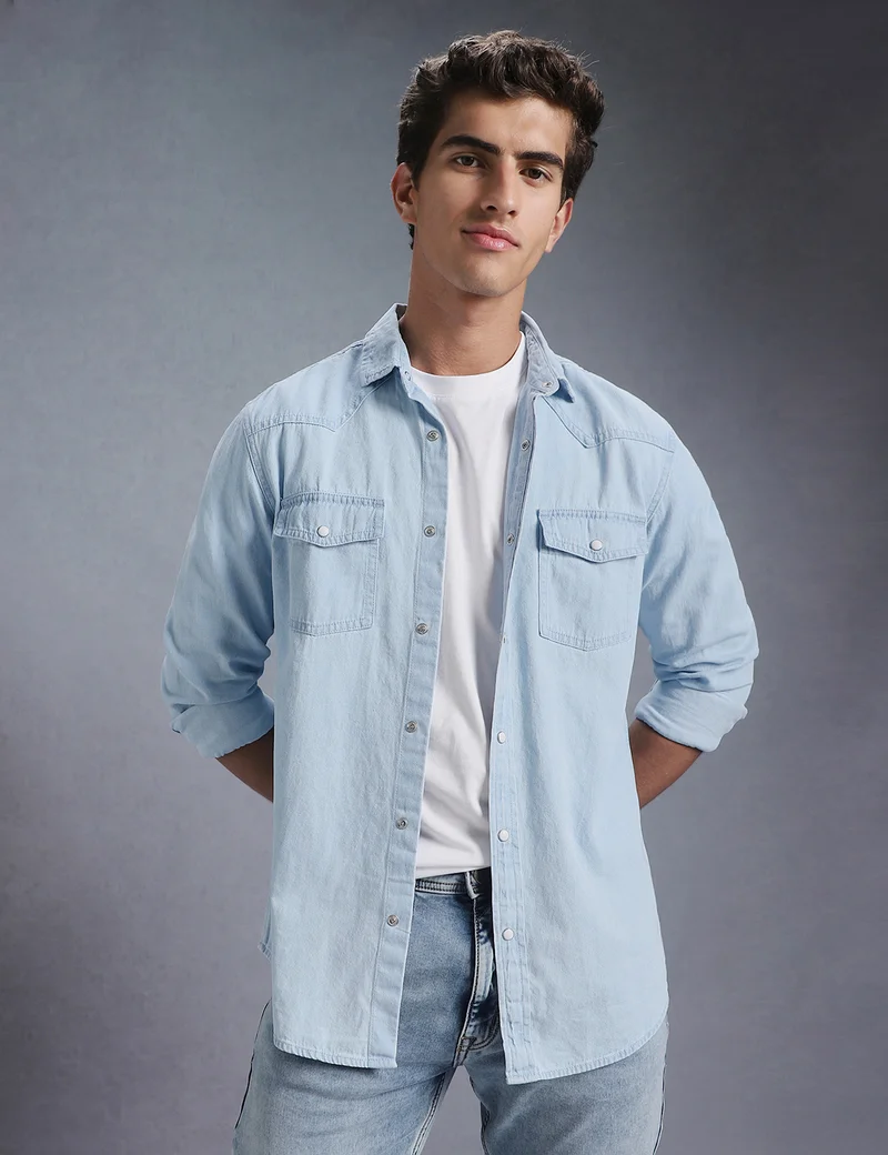 inkd قميص جينز كلاسيكي للرجال | التركيب المنتظم